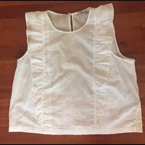 NEW Madewell bellflower people blouse top eyelet lace Alexa Chung button free - Picture 6 of 6